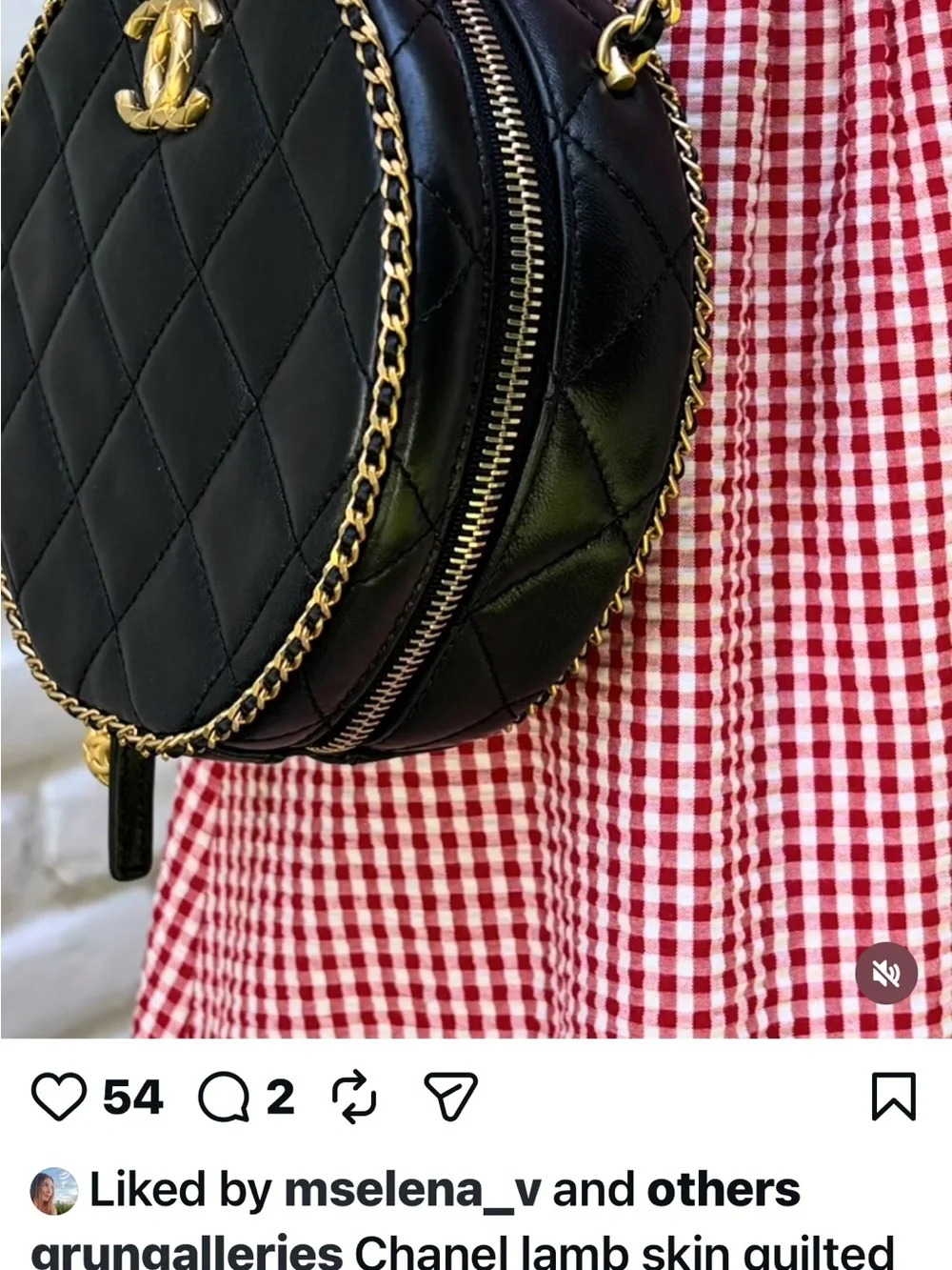 CHANEL Black Quilted Round Crossbody with Gold CC